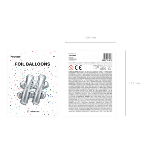 Fóliový balón číslo strieborný 35 cm