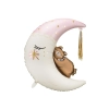 Balon din folie în formă de lună cu ursuleț și decorațiune cu ciucuri aurii 80×98 cm