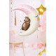 Folijasti balon luna z medvedkom in zlatim cofkom 80×98 cm