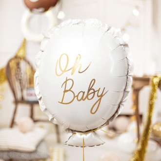 Folijski balon Oh Baby, belo-zlat ‎53 × 69 cm