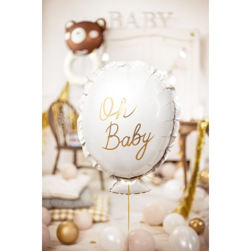 Folijski balon Oh Baby, belo-zlat ‎53 × 69 cm
