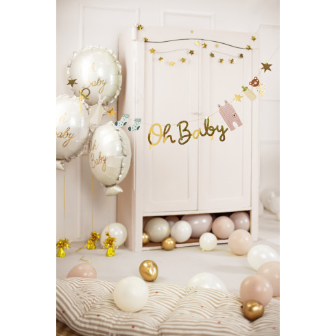 Folijski balon Oh Baby, belo-zlat ‎53 × 69 cm