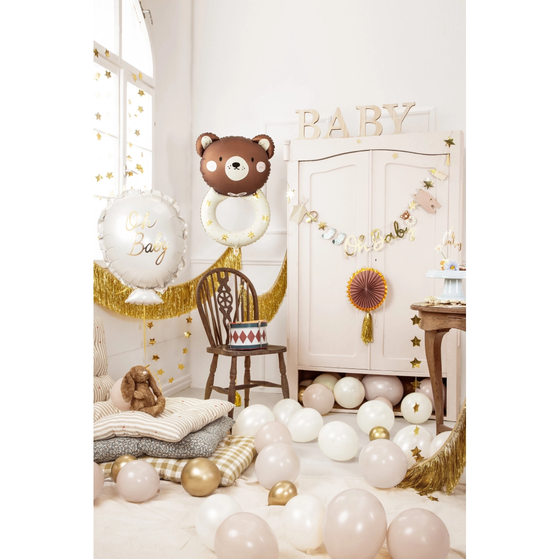 Balon folie Oh Baby alb-auriu 53x69 cm
