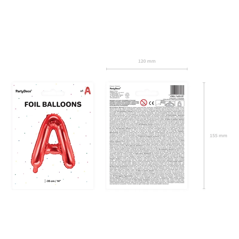 Piros fólia lufi A betű ünnepre