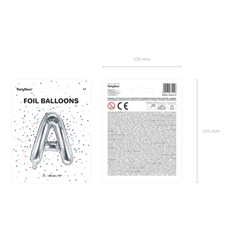 Ezüst fólia lufi A betűvel bulira