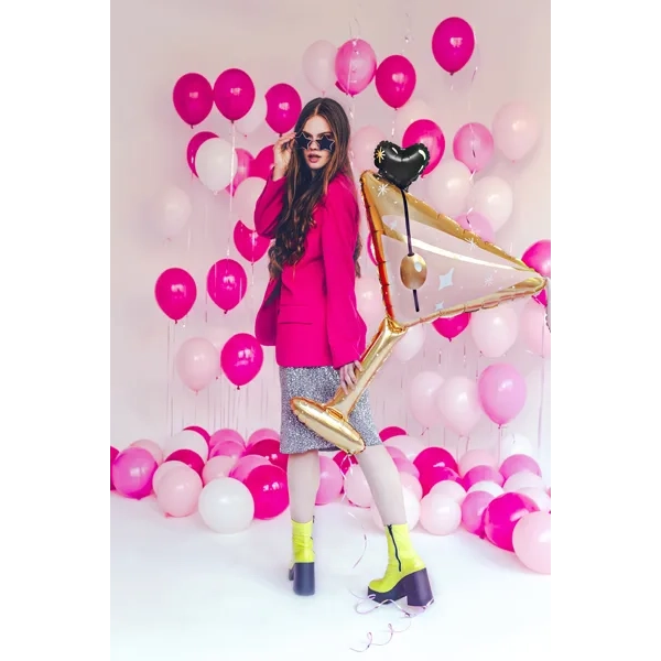 Foliasti balon v obliki kozarca za martini, 100 cm, zlata mešanica za zabavo