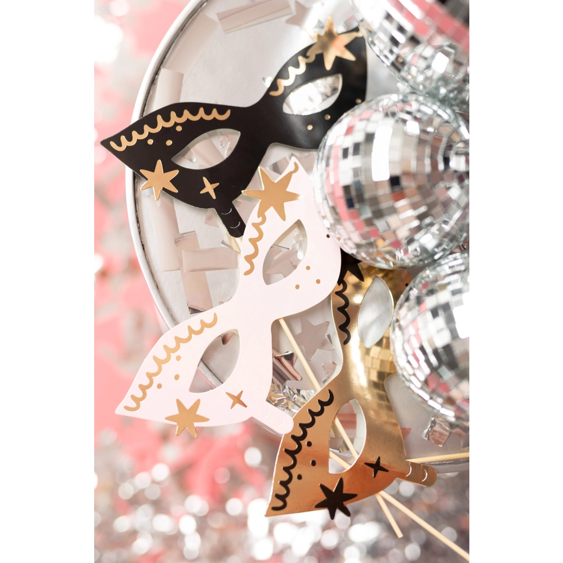 Fotorekviziti za silvestrsko zabavo – zlati in črni, 9 kosov v pakiranju