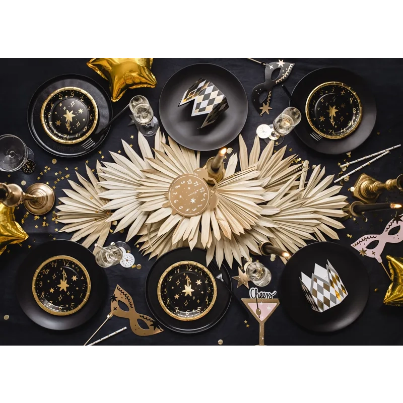 Fotorekviziti za silvestrsko zabavo – zlati in črni, 9 kosov v pakiranju