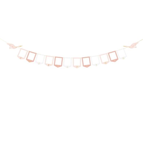 Ghirlandă pentru fotografii Bebeluș cu barza 10,5x15 cm, mix de culori