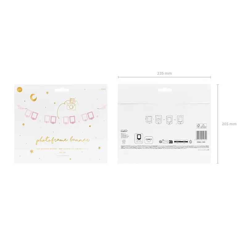 Ghirlandă pentru fotografii Bebeluș cu barza 10,5x15 cm, mix de culori