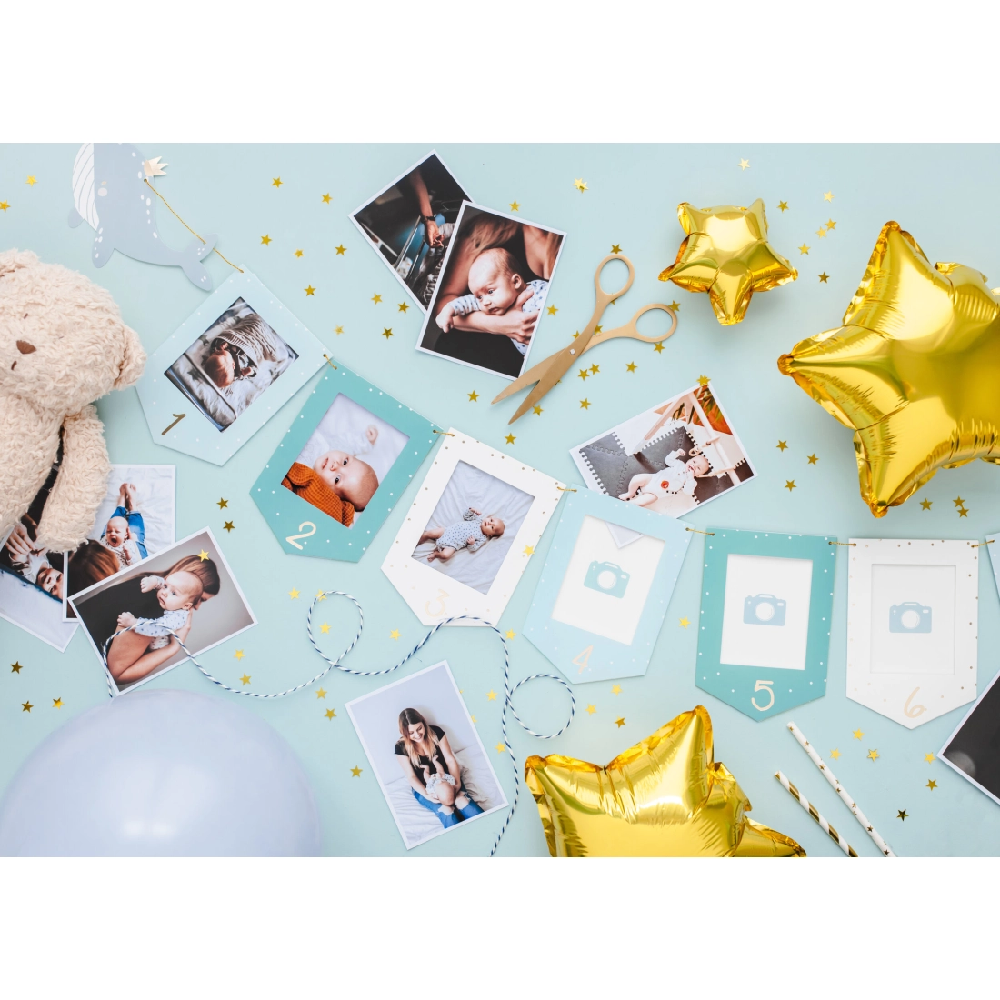 Ghirlandă pentru fotografii cu balenă, 12 rame, 10,5x15 cm