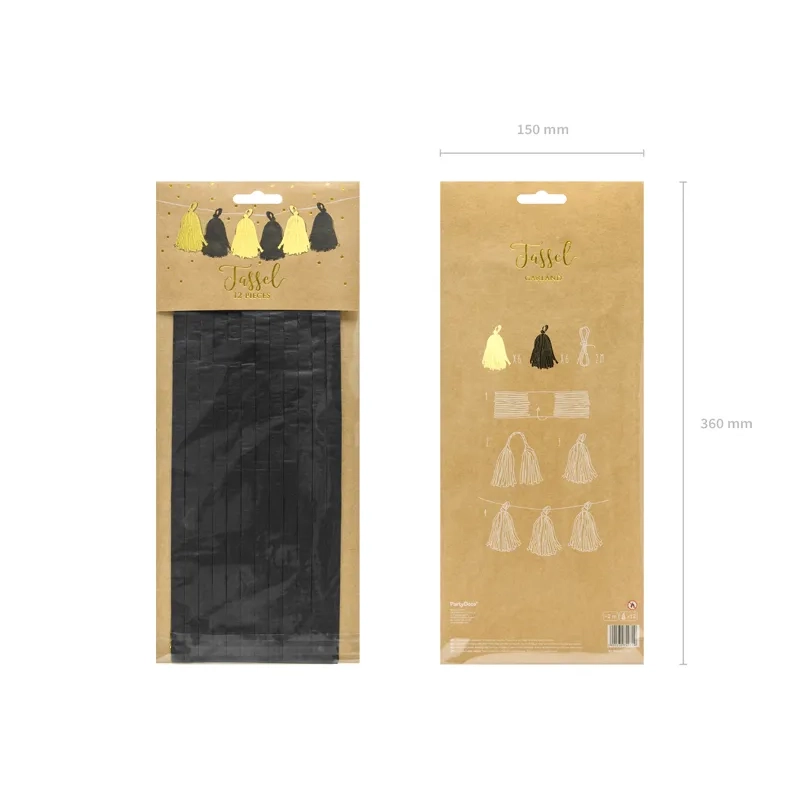 Girlanda s cofki v zlati in črni barvi – DIY set 1,5 m