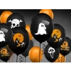 Halloween lufik fekete, 30 cm, szellemes és kísértetházas mintával, 50 db