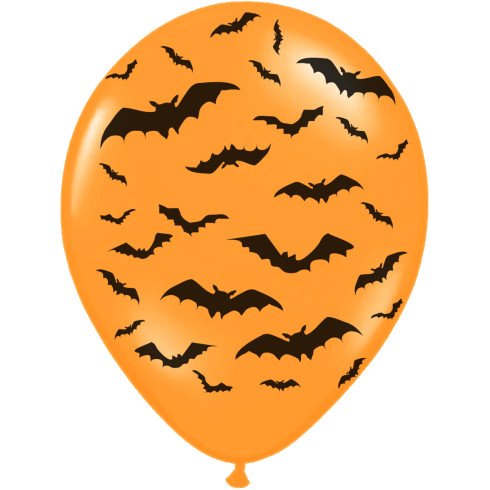 Halloween lufik denevérmintával, narancssárga 30 cm, 50 db – erős, nyomott mintával Halloween lufik denevérmintával, narancssárga 30 cm, 50 db – erős, nyomott mintával