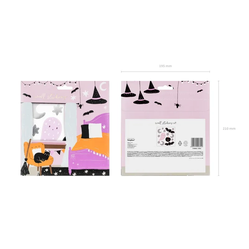 Halloween falmatricák – motívumok mixe, 14 darabos csomag