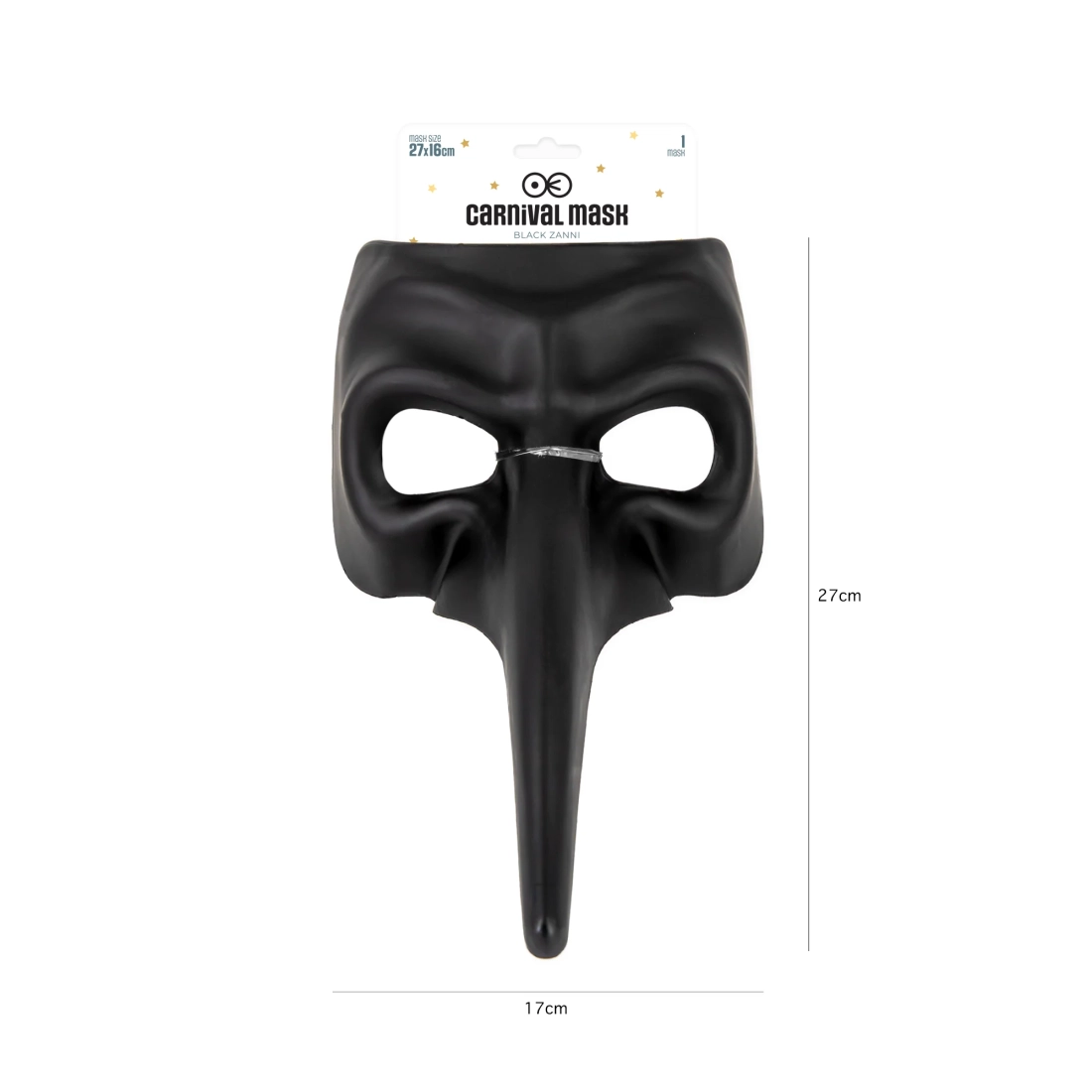 Karnevalová maska s dlhým nosom čierna