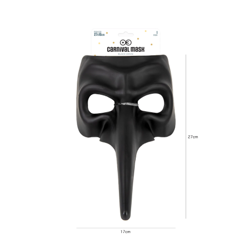 Karnevalová maska s dlhým nosom čierna