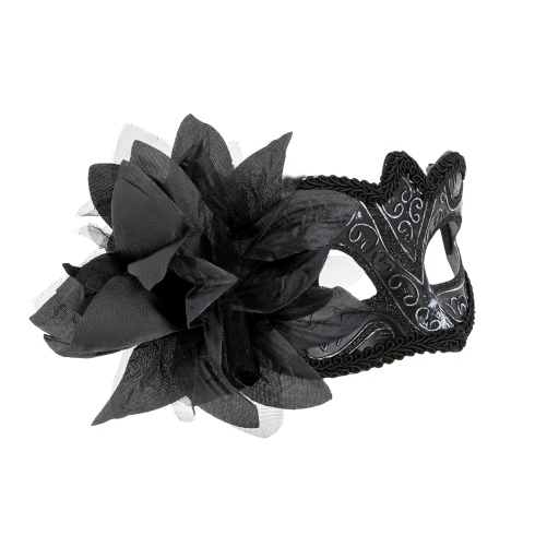 Karnevalová maska s kvetom čierna