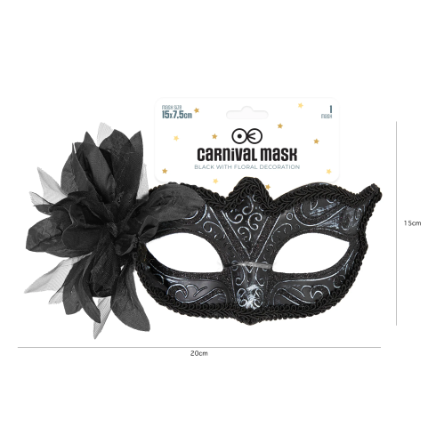 Karnevalová maska s kvetom čierna