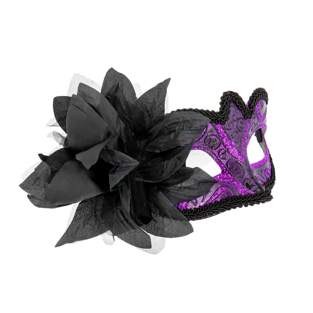 Karnevalová maska s kvetom fialová na párty