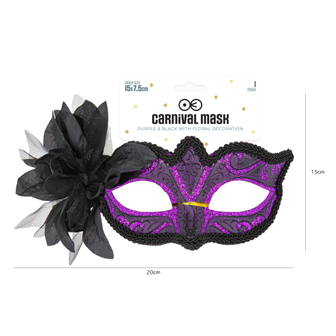 Karnevalová maska s kvetom fialová na párty