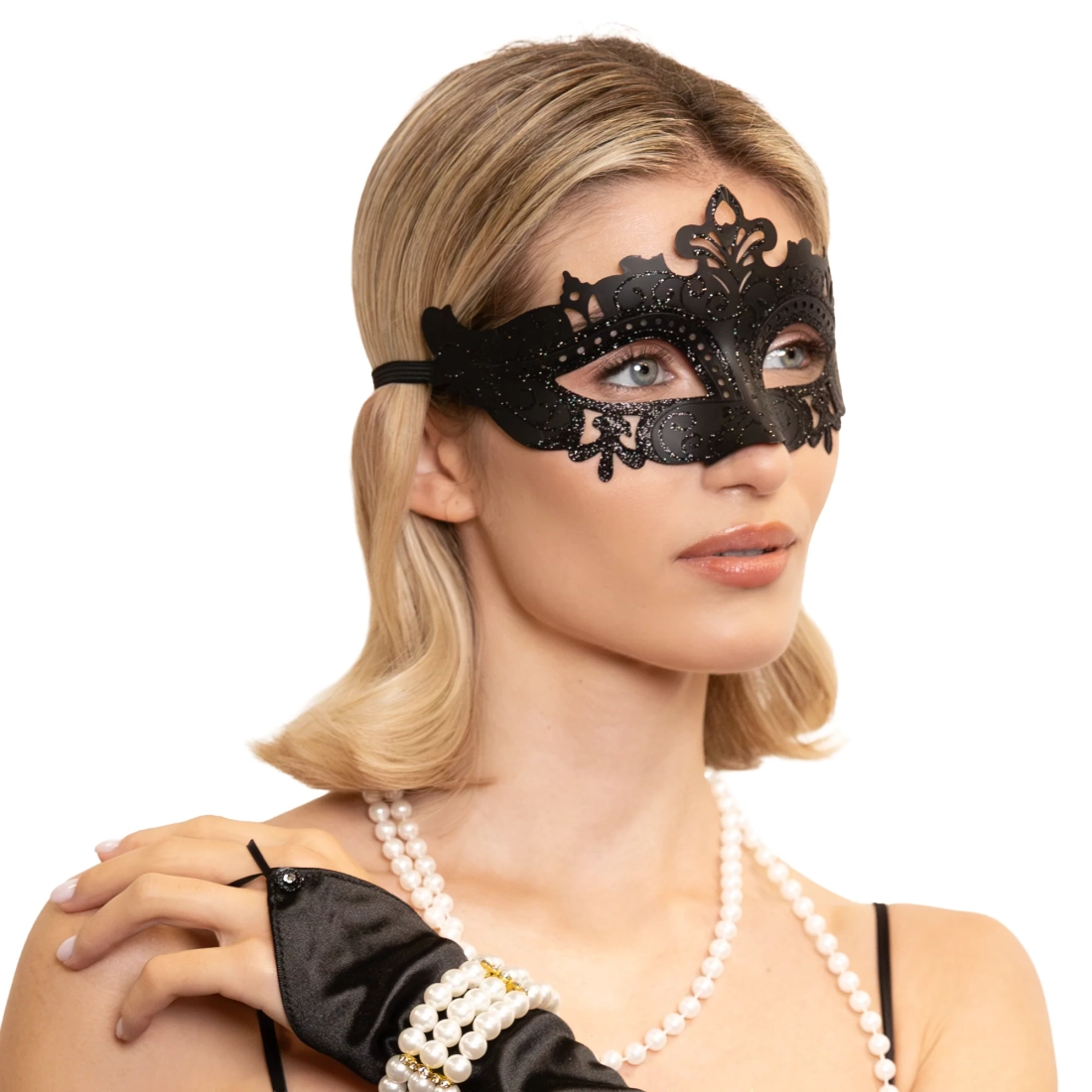 Karnevalová maska s ornamentmi čierna