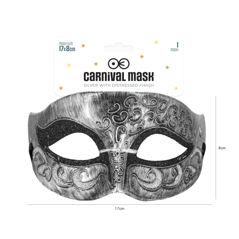 Karnevalová maska strieborná na párty