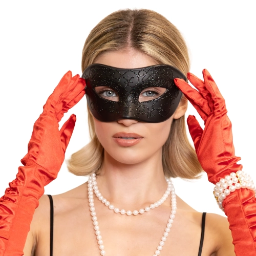 Masca de carnaval cu model sclipitor, neagră