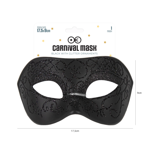 Karnvalová maska s trblietavým vzorom čierna