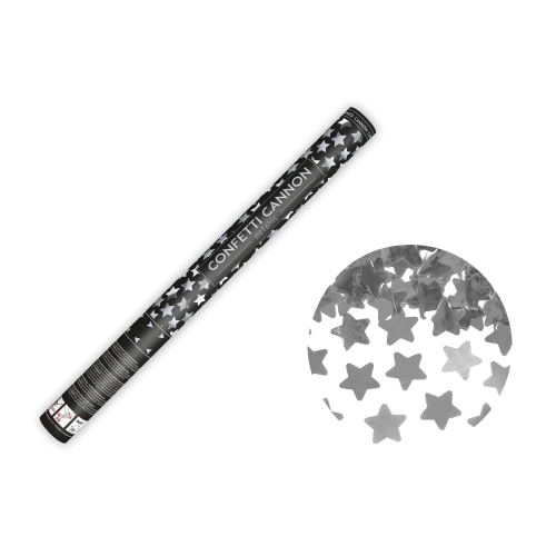 Tun de confetti cu stele argintii 60 cm – efect de petrecere