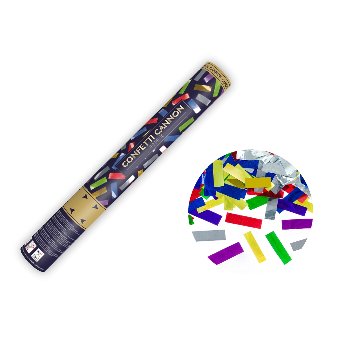 Konfeti kanon 40 cm – kovinski barvni trakovi mix