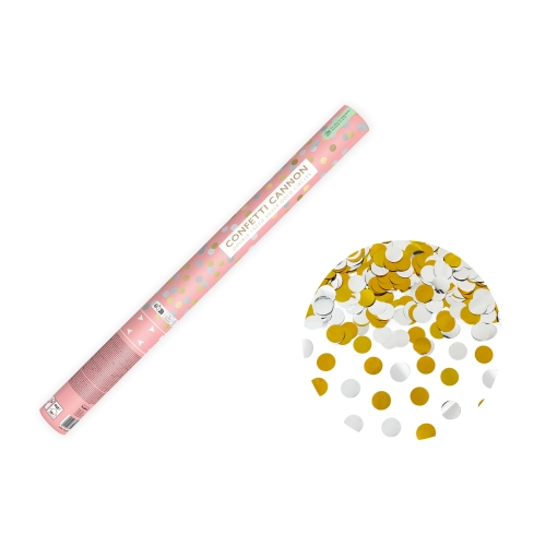 Tun confetti 60 cm – cercuri aurii și argintii