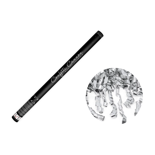 Tun confetti cu serpentini argintii 80 cm