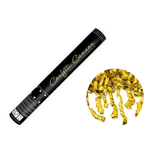 Tun confeti cu serpentine aurii 40 cm