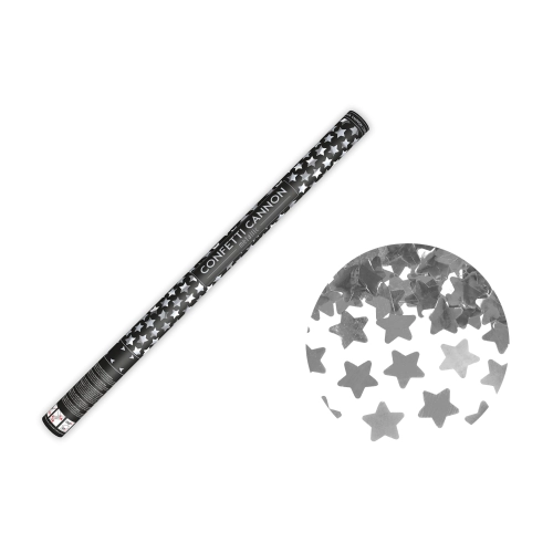 Konfety kanón strieborné hviezdy 80 cm
