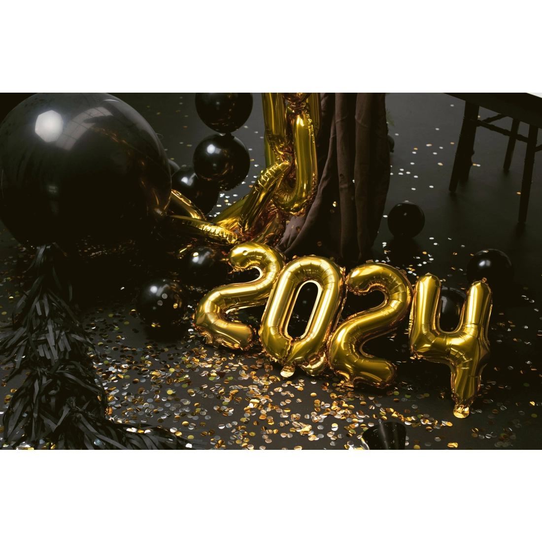 Konfetni kanon z zlatimi in srebrnimi krogi 40 cm