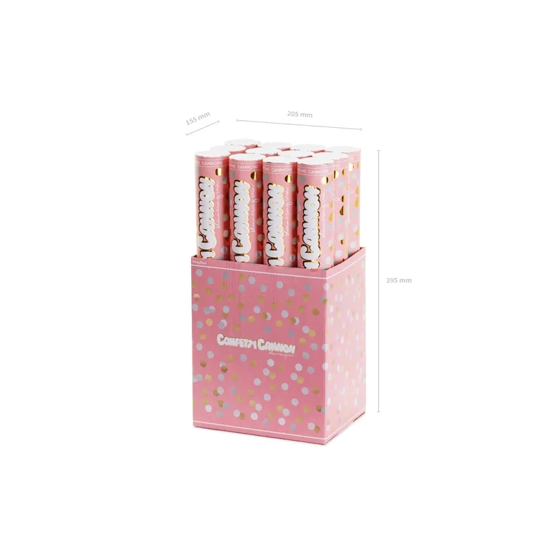 Konfetni kanon z zlatimi in srebrnimi krogi 40 cm