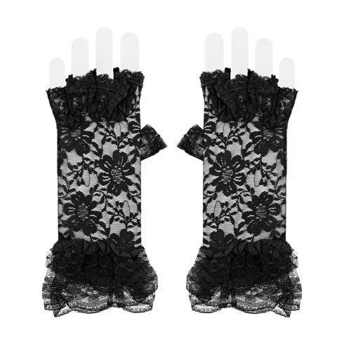 Korunkové rukavice bez prstov čierne na párty