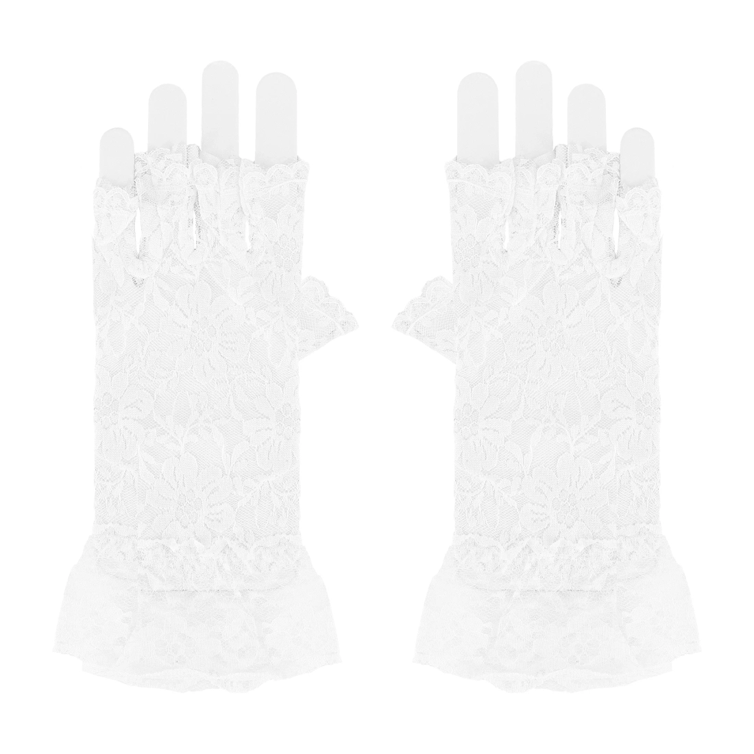 Fehér, ujjatlan csipkekesztyű partykra