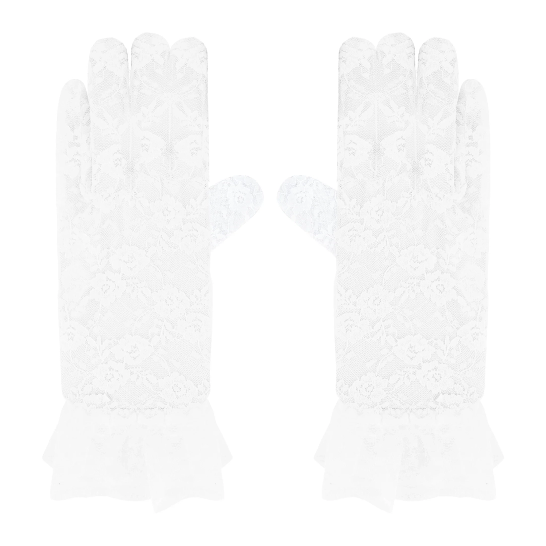 Fehér csipkekesztyű partyra, 26 cm