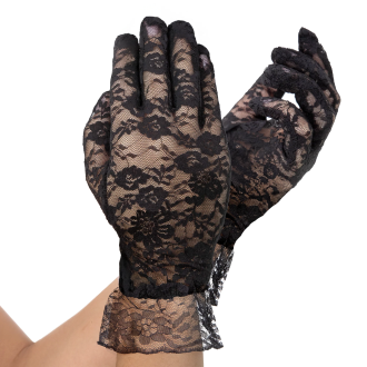 Korzetové čipkované rukavice čierne na párty 26 cm
