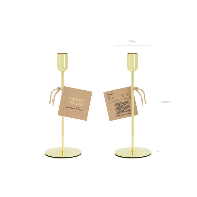 Kovinski zlat svečnik za svečo 22 cm