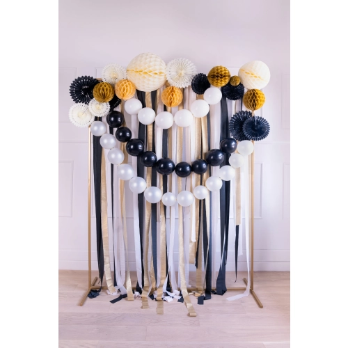 Hârtie creponată 5 cm x 10 m, set 6 bucăți – negru, auriu, piersică