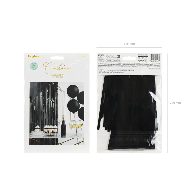 Draperie de petrecere din folie, negru metalic, 100x200 cm – cortină decorativă