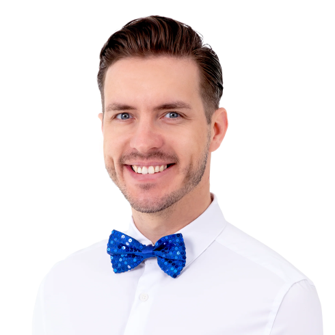 Bleščav metuljček v kobaltni barvi za praznovanje