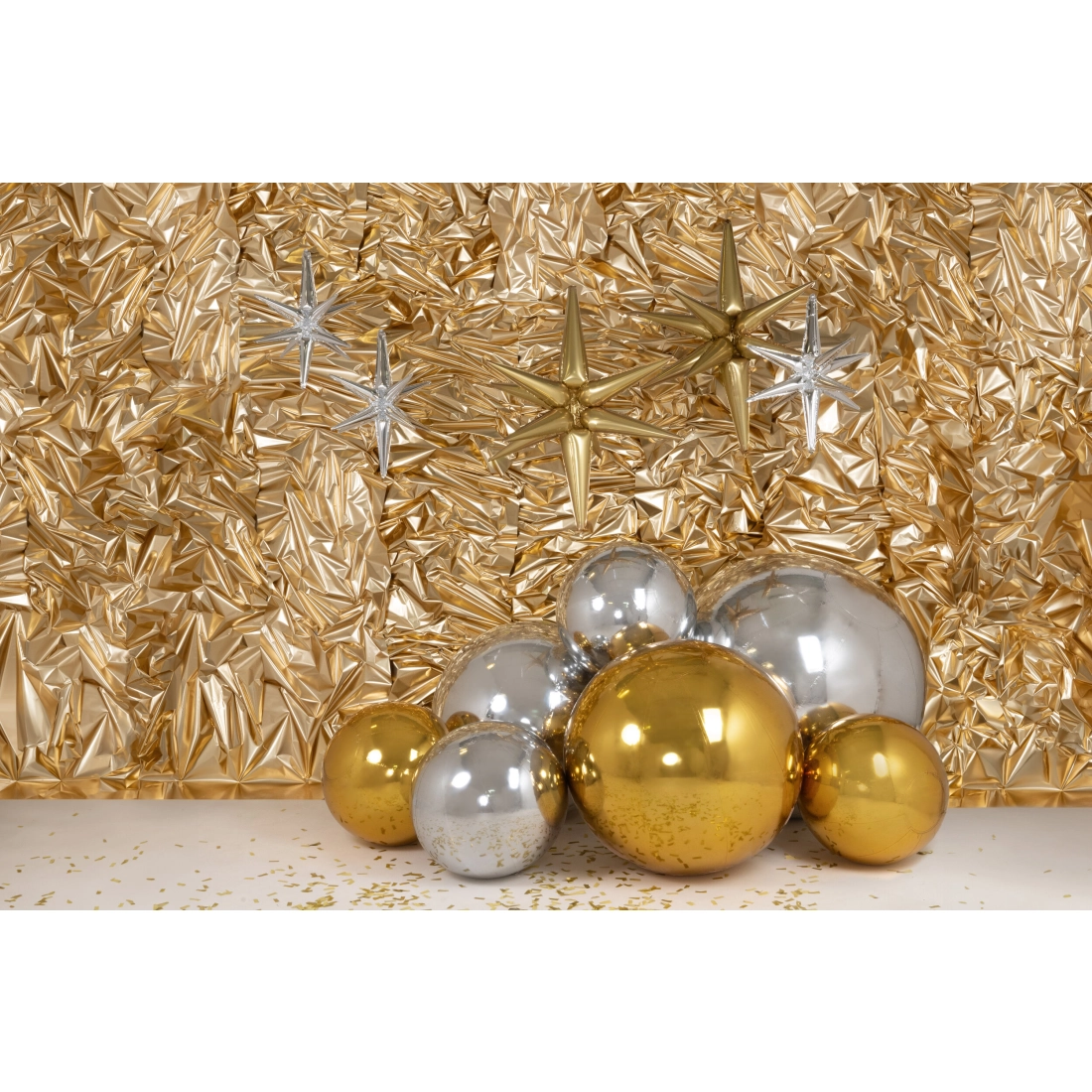 Napihljiva zlata zrcalna krogla 120 cm – dekoracija za zabave in dogodke