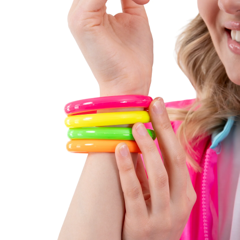 Neonske zapestnice Disco 80s party, set 4 kosov