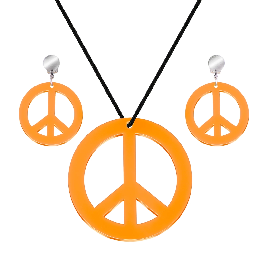 Neon ogrlica i kopče Peace narančasti party set