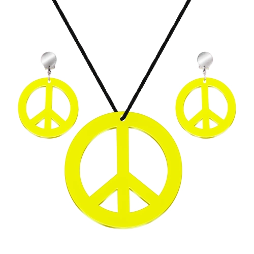 Set neon colier și clipsuri peace pentru petrecere, galben