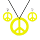 Neonski komplet ogrlica in sponke peace za zabavo, rumen
